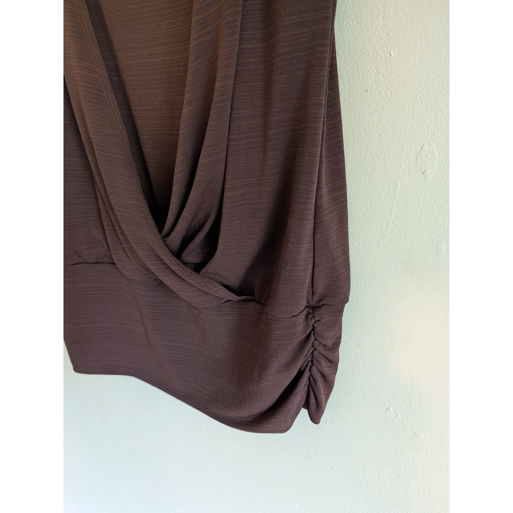 Vintage Y2K 90s Wrap Top Size S Romantic Sexy Chocolate Brown B Wear Byer Cali - Picture 7 of 12